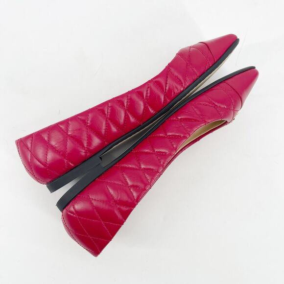 Jimmy Choo Leni Raspberry Quilted Leather Logo Square Toe Ballet Flat IT 39.5 - Picture 4 of 11